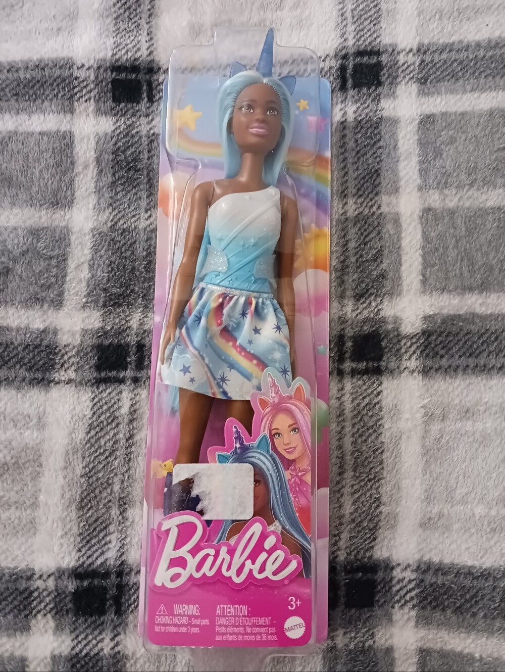 Mattel Barbie Unicorn Doll w/ Blue Fantasy Hair , Horn Headband & TAIL New
